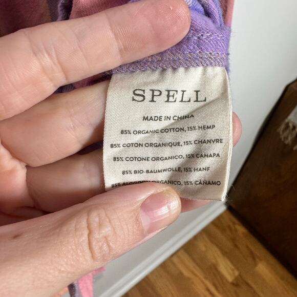 Spell And The Gypsy Flannel Top Women XL Pink Purple Western Pearl Snap Boho Top - Picture 7 of 9